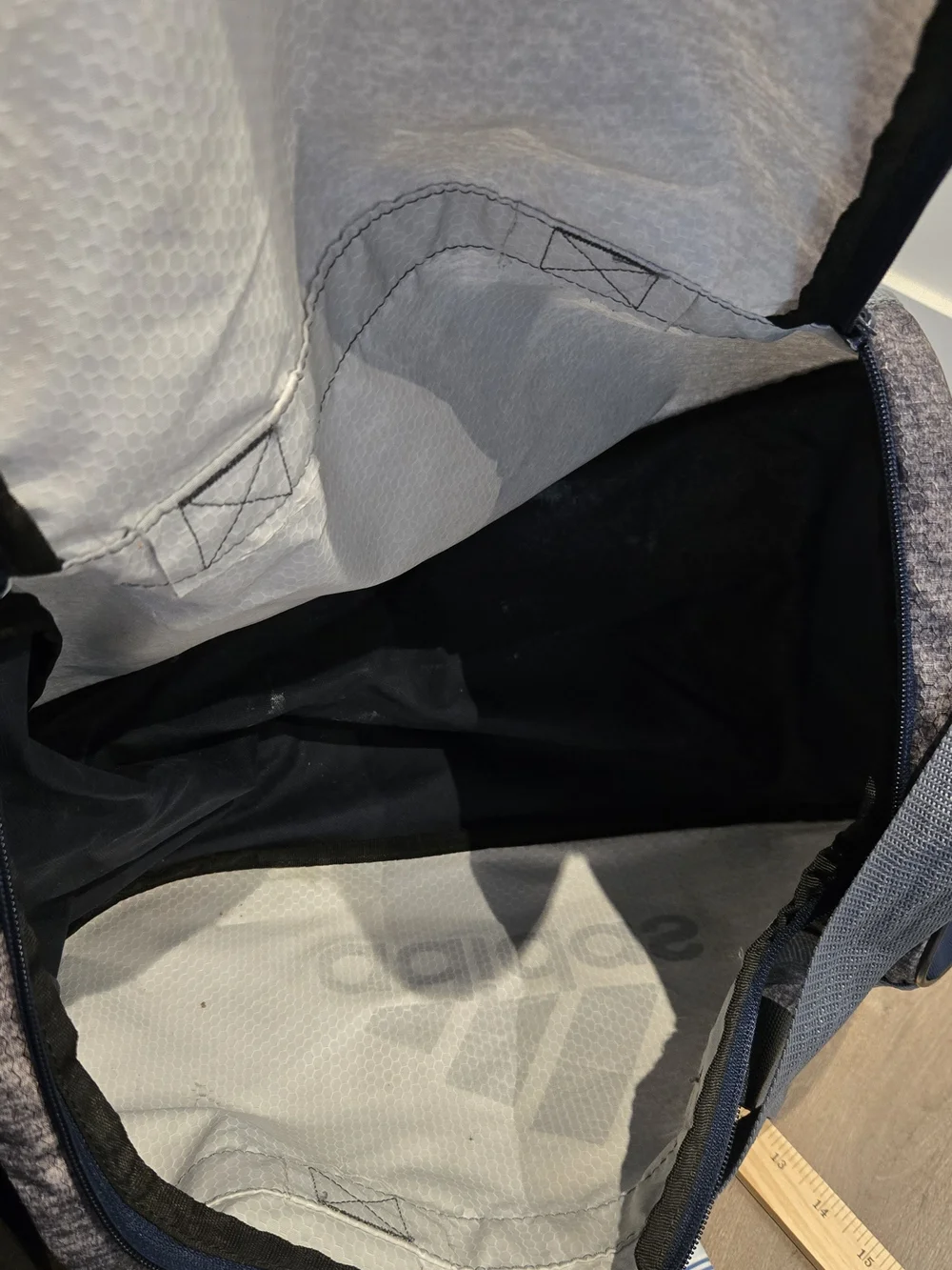 Adidas Duffle Gym Bag Travel Carry All Gray Blue Shoulder Strap Logo